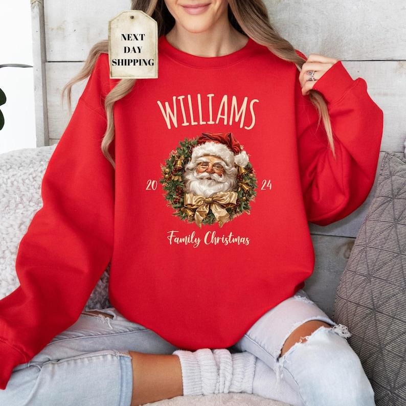 Personalized Family Christmas Sweatshirts, Matching Family Christmas Sweaters, Custom Name Christmas Shirt, Adult Unisex and Youth Christmas