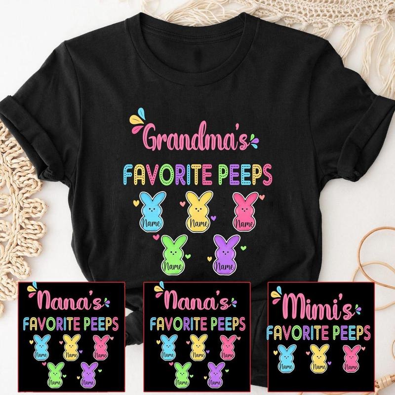 Personalized Grandma Peeps Easter Shirt, Custom Kid Name Easter Shirt Gift For Grandma Mimi Nana, Bunny Grandma Mom Sweatshirt Easter Day