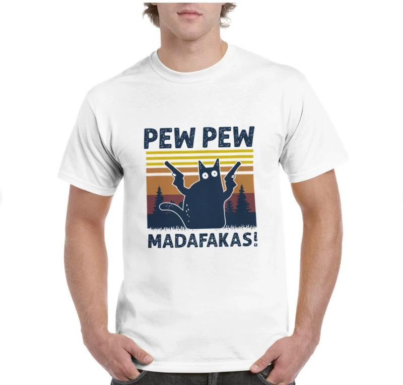 Pew Pew Madafakas shirt, Pew Pew, funny cat sweater, vintage sweater, cat lover shirt, funny shirt, gun Menswear Top Underwear Streetwear