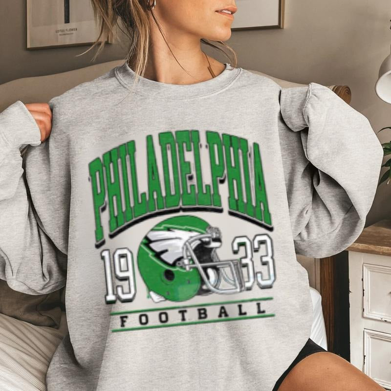 Philadelphia Inspired Skeleton Football Sweatshirt - Energetic Halloween Philly Pride Sweatshirt, Vintage Tee Graphic, Vintage Sweatshirt