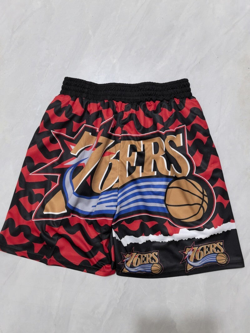 Philadelphia 76ers 76 Black Red Shorts Style 1
