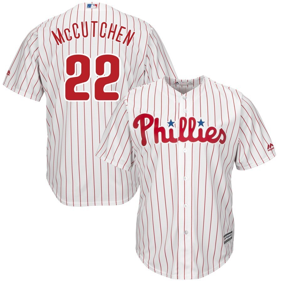 Philadelphia Phillies #22 Andrew McCutchen Majestic Official Cool Base Player Jersey – WhiteScarlet