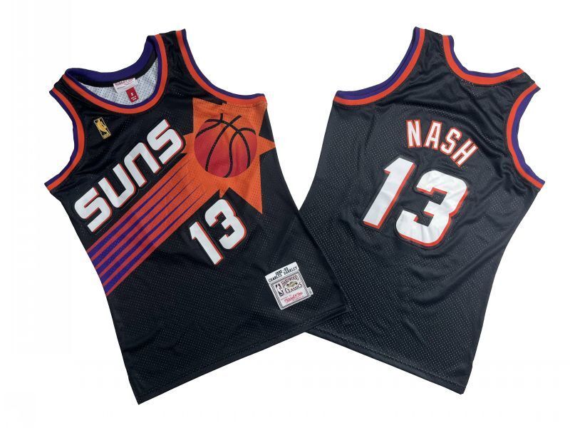 Phoenix Suns #13 Steve Nash Suns 13 # Black 96-97 Season Mitchell Retro Jersey Style 2