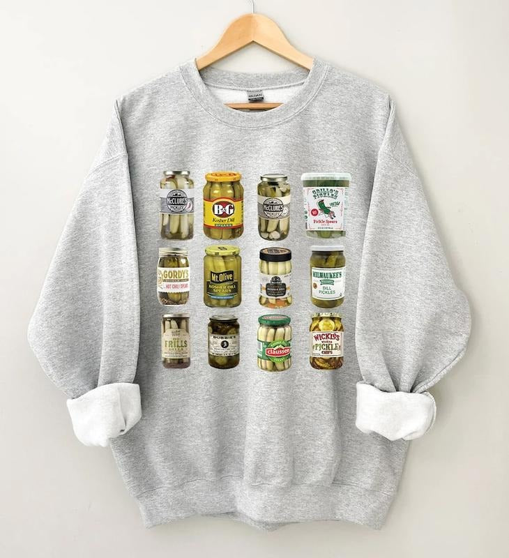 Pickle Jars Sweatshirt, Vintage Canned Pickles Sweatshirt, Canning Season Sweatshirt, Pickle Lovers Sweater, Homemade Pickles Sweater, Pickle Jar Hoodie and Sweater; T-shirt Cotton