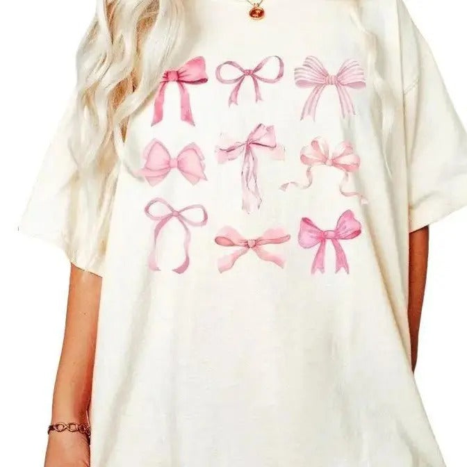 Pink Bow Shirt, Coquette Bows T-shirt, Girlie Girl, Coquette Aesthetic, Bow Collage Tshirt, Ribbon Social Club Tee for men and women