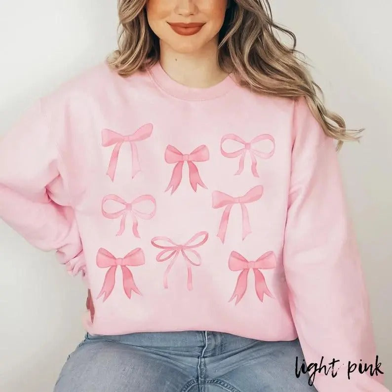 Pink Bow Sweatshirt, Coquette Sweatshirt
