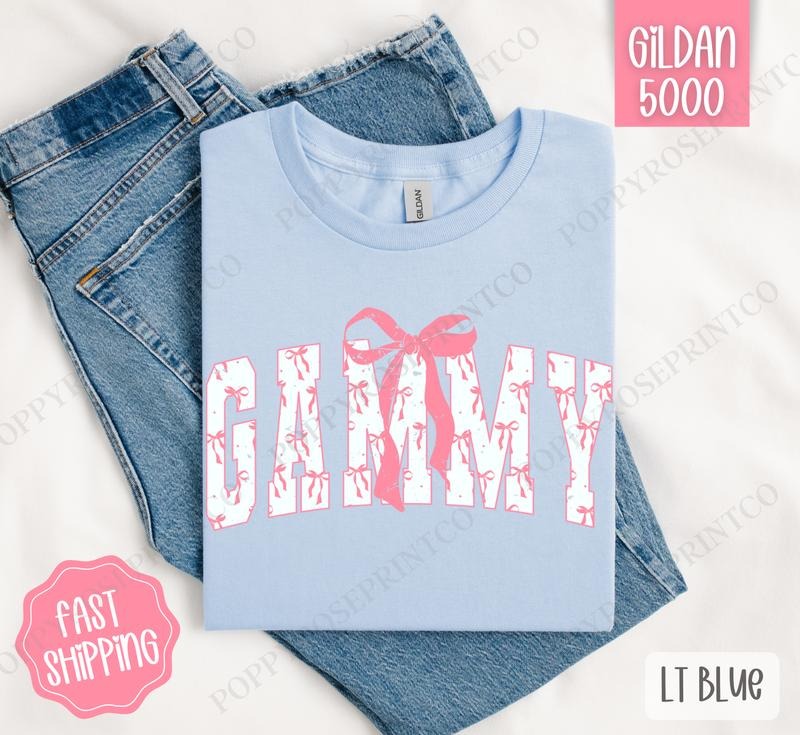 Pink Gammy Bow Shirt Gildan, Women's Tee, Cute Women's Tshirt Plus Sizes