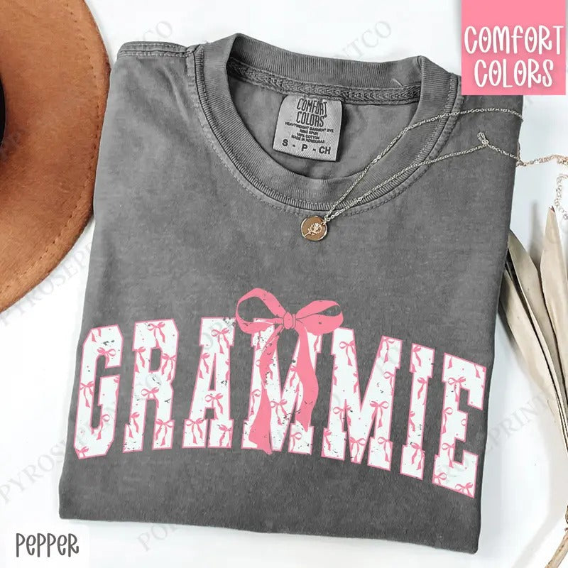 Pink Grammie Bow Shirt Comfort Colors, Women's Tee, Cute Women's Tshirt Hoodie, Sweatshirt | WearSparks.com