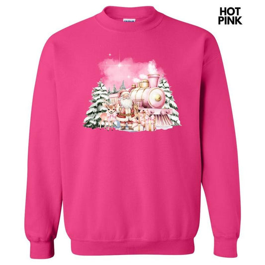 Pink Train & Santa Holiday Sweatshirt 'NLB'