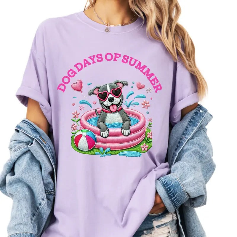 Pitbull Dog Days of Summer Shirt ~ Unisex Apparel Relaxed Fit Printed In The USA Clothing Womenswear Casual Comfort Cotton Top Athletic Boho Chic