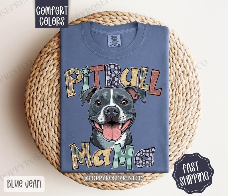 Pitbull Mama Comfort Colors, Dog Mom Tee, Cute Mama Women's Tshirt Hoodie, Sweatshirt | WearSparks.com