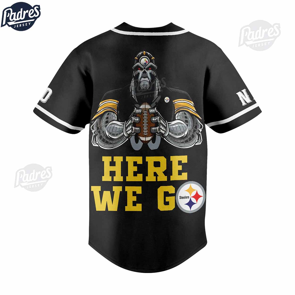 Pittsburgh Steelers Here We Go Baseball Jersey Outfit - Custom Name - Padres Jersey Oasis: Elevate Your Baseball Style Game