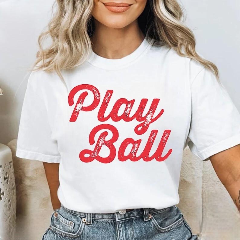 Play Ball Tshirt, Game Day Shirt, Baseball Game Fan Shirt, Baseball Shirt for Women, Game Day Shirt, Sporty Mom, Softball Shirt Womenswear Top