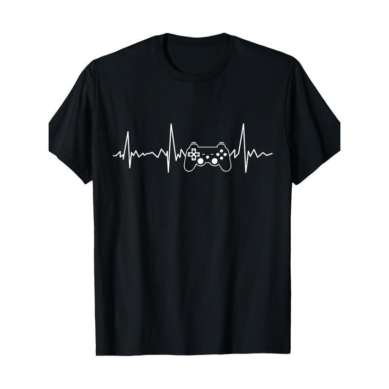 Player Heartbeat T-shirt Fun video game gift 100% cotton T-shirt Made in USA