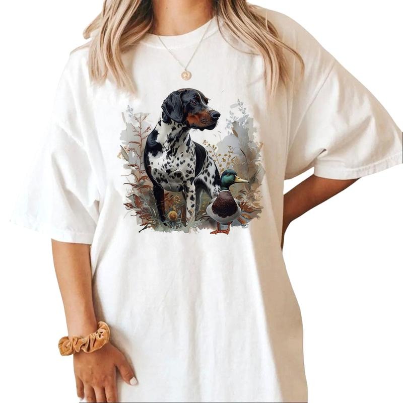 Pointer Hunting Dog and Mallard Ducks T-shirt Unisex Hoodie Sweatshirts Retro and National Hunting Day Cotton Womenswear