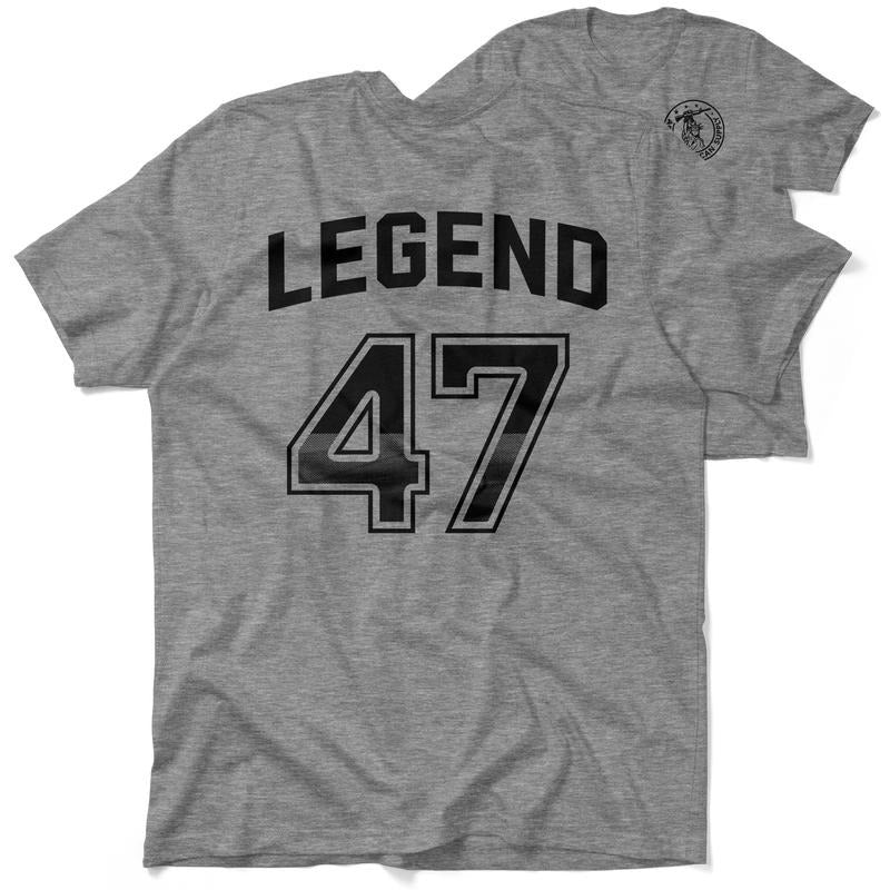 47 Legend Heather Gray T-Shirt Jersey Men's 30-Day Guarantee Quality Cotton/Poly Blend with Blue Collar - Menswear, Tshirt