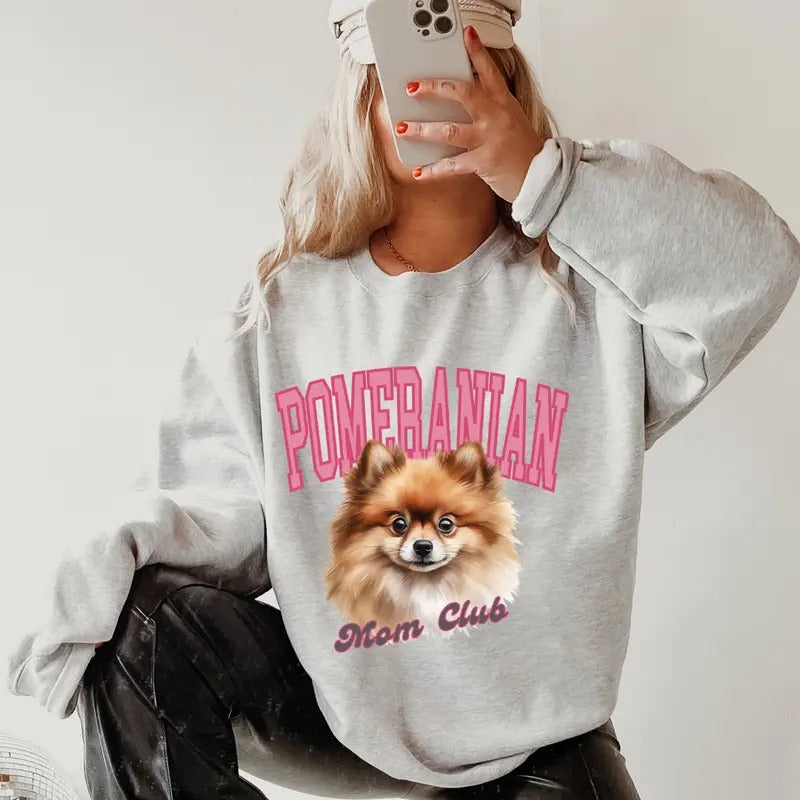 Pomeranian Mom Club Sweatshirt ~ Sweatshirt Unisex Apparel Relaxed Fit Printed in the USA Clothing Womenswear Casual and Comfortable