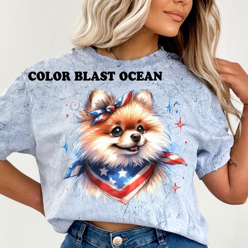 Pomeranian Patriotic Dog Shirt ~ Unisex Apparel Relaxed Fit Printed In The USA Clothing Womenswear Casual Comfort Cotton Top Athletic Boho Chic