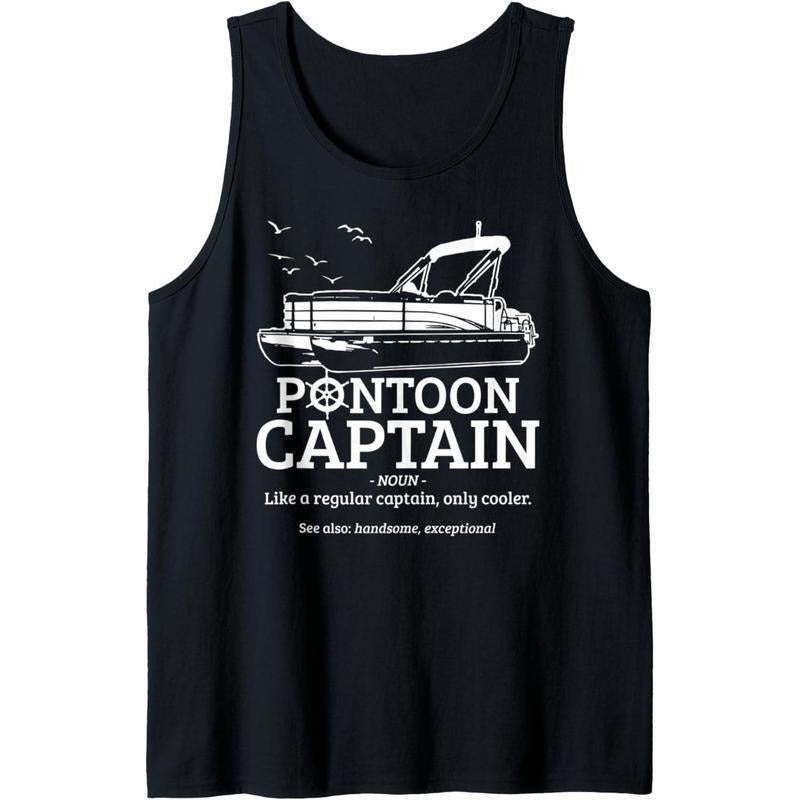 Pontoon Captain Definition Funny Pontoon Boat Boating Gift Tank Top MADE IN USA