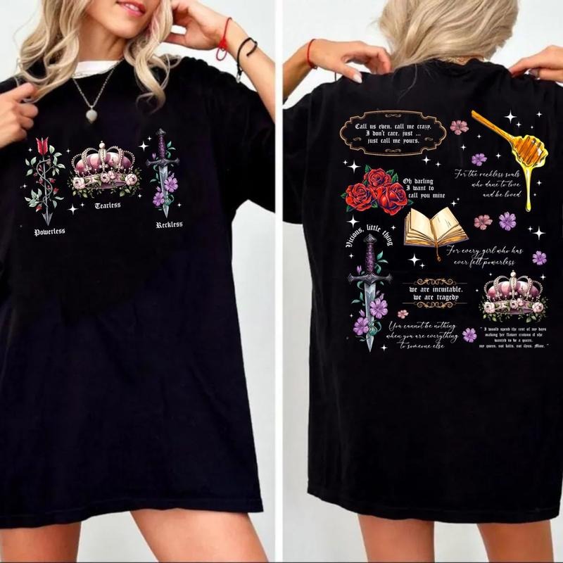 Powerless Romantic Bookish 2 Sided Sweatshirt, Spicy Booktok, Reckless Book Merch, Unisex Sweater Pullover Tee