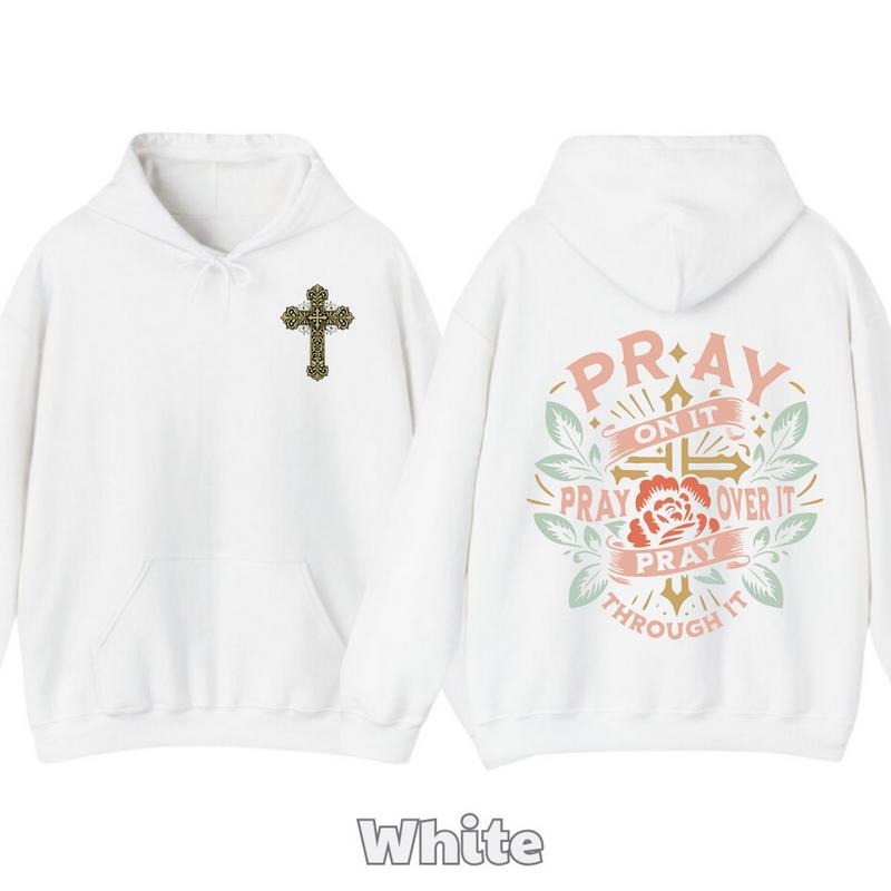 Pray On Over Through It T-Shirt, Hoodie, Christian Floral Graphic Tee, Flower and Christian Cross Shirt, Womenswear Hoodies