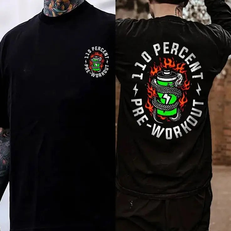Pre-workout 110 Percent Snake Dangerous Item Printed T-shirt- Double Sided Shirt, Sweatshirt, Hoodie, Motorcycle Shirt, Unisex Shirt, Naughty Clothes Men, Menswear Classic, Classic Cotton Fabric,Cotton Fabric Menswear, Classic Oversized Pocket Sport