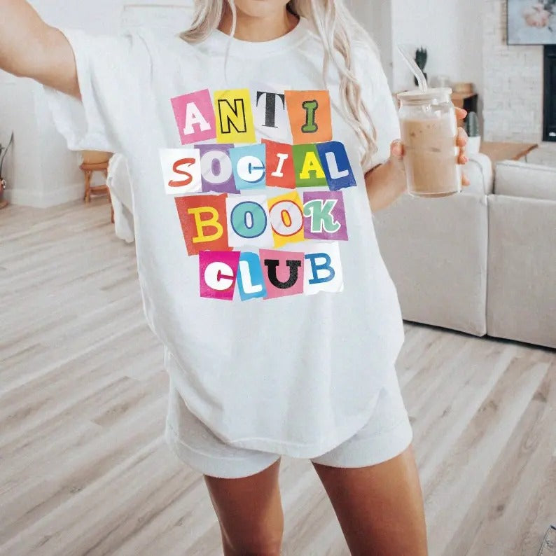 Premium Antisocial Book Club Shirt | Book Lover T-Shirt Dark Romance Book Sweatshirt Dark Academia Crewneck Funny Gift...