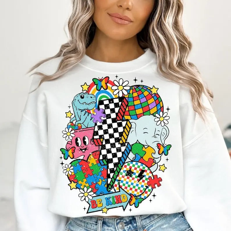 Premium Autism Awareness , Puzzle , Acceptance, Mom, Retro sweatshirt