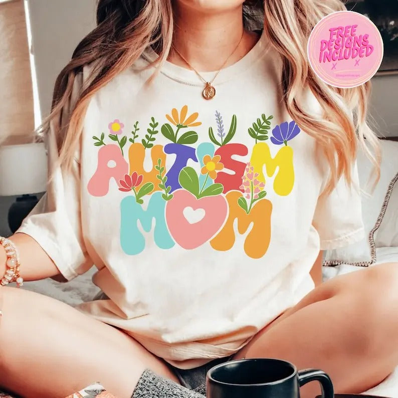Premium Autism mom ,retro autism mom ,wildflowers autism mom ,proud autism mom ,Autism Awareness ,Lets grow together...