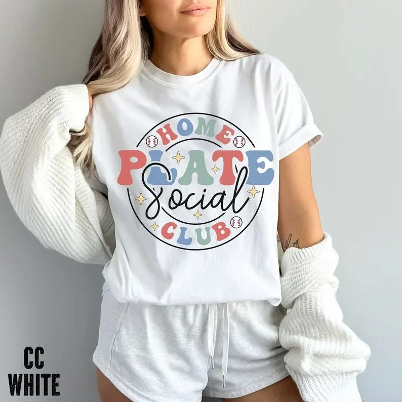 Premium Baseball Lovers T-Shirt,Home Plate Social Club Shirt, Funny Baseball Shirt, Baseball Mom Shirt, Baseball Fans...