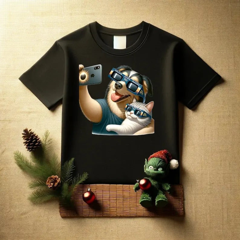 Premium Dog and cat friend Solar eclipse 2024,T-shirt