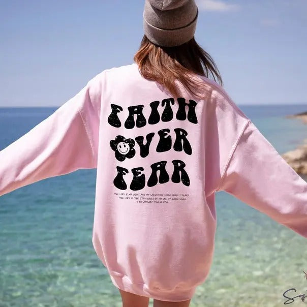 Premium Faith Over Fear Hoodie, Christian Sweatshirt, Faith Shirt, Religious T shirt, Trendy Women Christian Tshirt,...