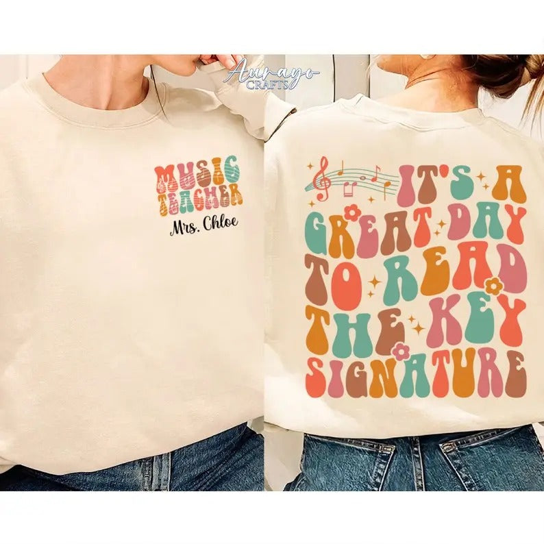 Premium It's A Great Day To Read the Key Signature Sweatshirt, Custom Music Teacher Shirt, Music Teacher Gift, Appreciation gift,Choir Director Gift