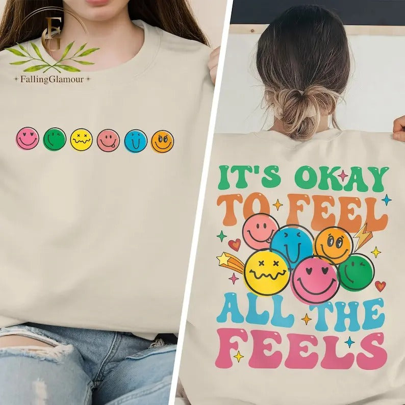 Premium It's Okay To Feel All The Feels, Mental Health Inclusion , Speech Therapy , BCBA , RBT , ABA Shirts