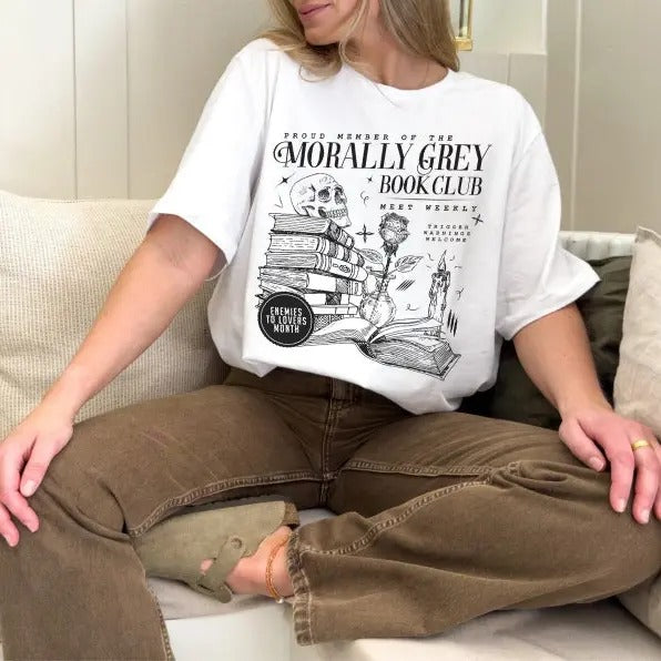 Premium Morally Grey Book Club Shirt | Dark Romance Crewneck, Spooky Season Sweatshirt, Bookish Shirt Vintage Bookish Gift For Book Lover Reader