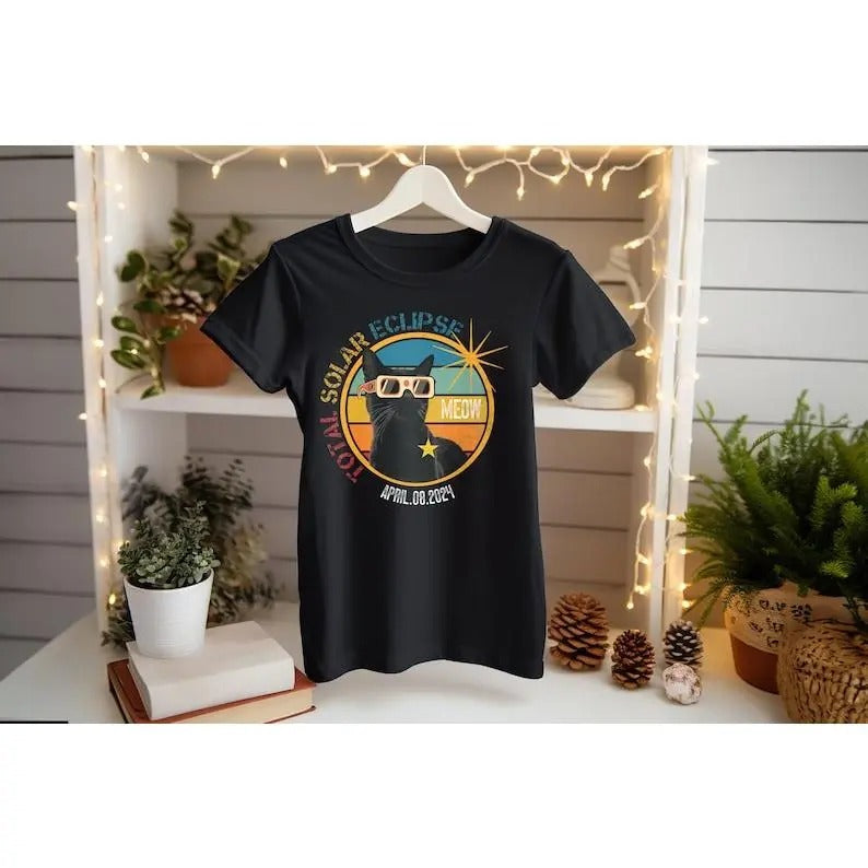 Premium Purrfectly Prepared: Total Solar Eclipse Cat T-shirt - April 8, 2024