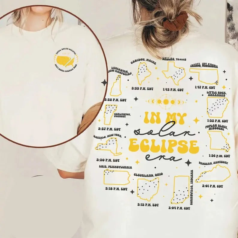 Premium Retro In My Solar Eclipse Era Crewneck,2024 Total Solar Eclipse Tee,Astronomy Gift,April 8th 2024,Eclipse Event...