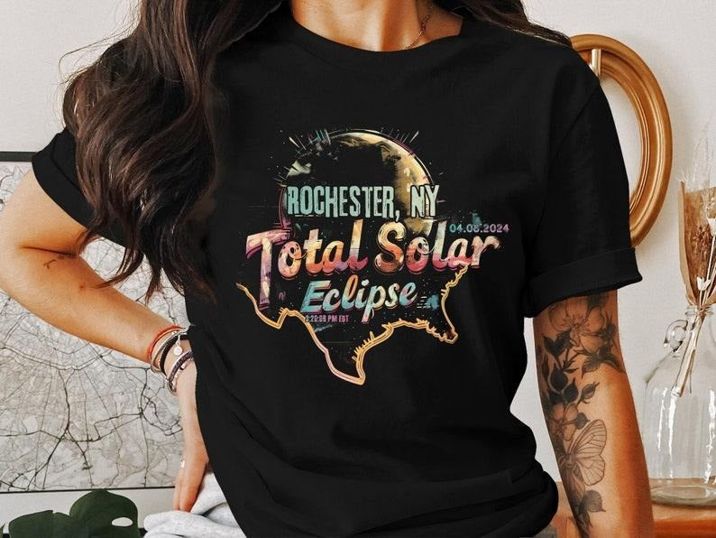 Premium Rochester, NY 2024 Total Solar Eclipse Commemorative T-Shirt, Unique Eclipse Graphic Tee, Unisex Cotton Shirt,...