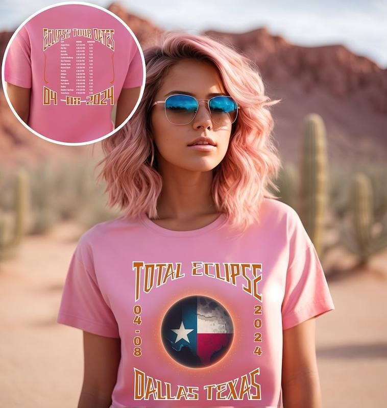Premium Solar Eclipse Shirt for Dallas Texas April 8th 2024 Solar Souvenir shirt for Women gift event watching while celebrating this cosmic shirt