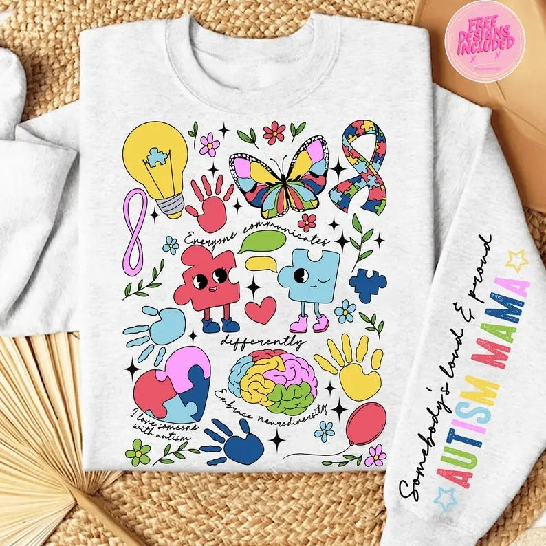 Premium Somebody's loud & proud autism mama png,proud autism mom png,Everyone communicates differently png,Autism Mom...