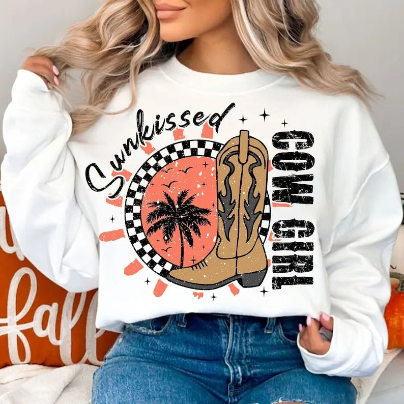 Premium Sunkissed Cowgirl , Summer , Western summer , Cowgirl , Western Shirt Hoodie, Sweatshirt | WearSparks.com
