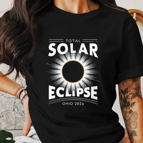 Premium Total Solar Eclipse 2024 Ohio Shirt, Unisex Astronomy Tee, Space Event Shirt, Eclipse Watcher Gift, Science...