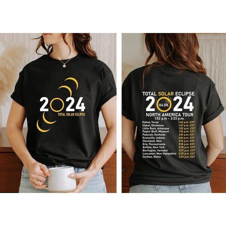 Premium Total Solar Eclipse 2024 Shirt, Double-Sided Shirt, April 8th 2024 Shirt, Celestial Shirt, Gift for Eclipse...