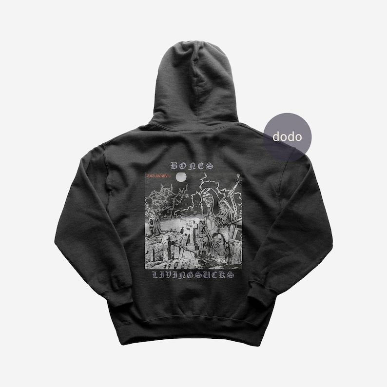 Premium Bones Hoodie - LivingSucks Album Hoodie - Bones New Album Hoodie - Unisex Heavy Cotton Hoodie