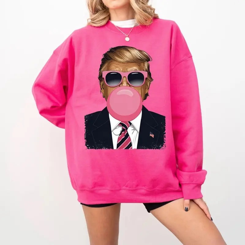 Preppy Bubblegum Trump Sweatshirt, Cute Trump Crewneck Sweatshirt