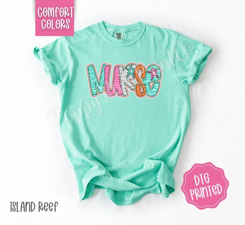 Preppy Nurse Doodle Comfort Colors Shirt, Cute Women's Tshirt, Trendy Polka Dot Tee, Gift for Her Hoodie, Sweatshirt