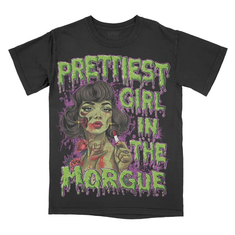 Prettiest Girl In The Morgue Comfort Colors Unisex T-shirt Gothic Alternative Fashion Hoodie, Sweatshirt | WearSparks.com