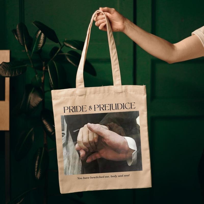 Pride And Prejudice Hand Flex Tote Bag, Jane Austen Book Fandom Merch, Mr Darcy Hand Flex Tote Bag, Gift For Bookish, Gift For Movie Lovers
