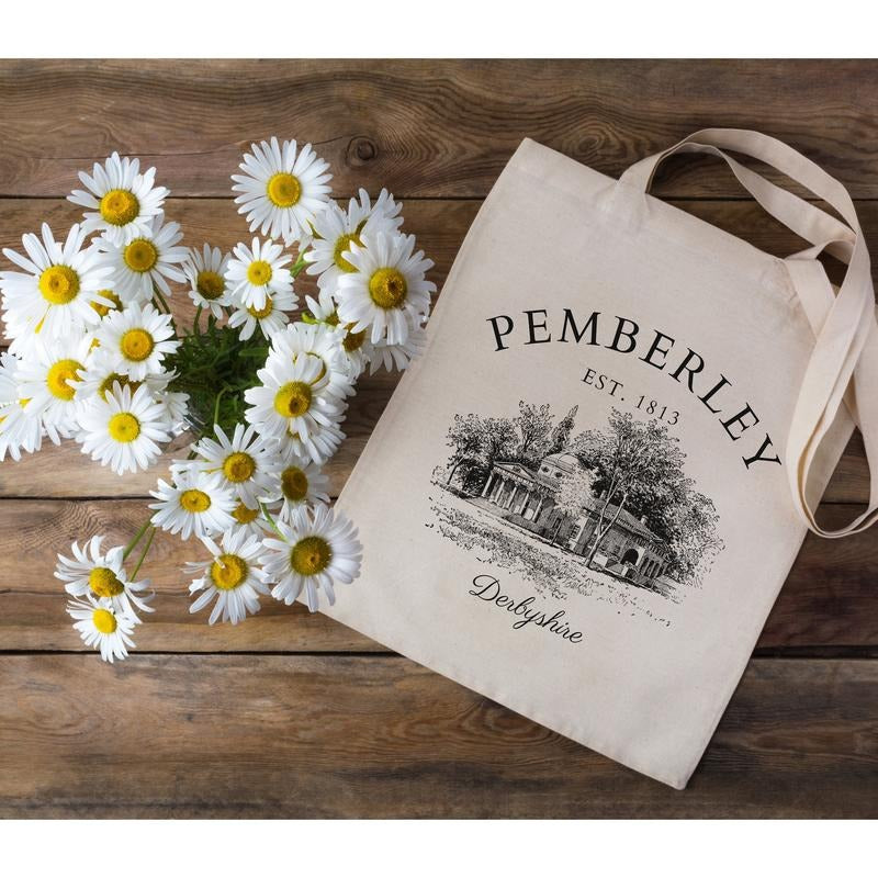 Pride And Prejudice Tote Bag, Jane Austen Vintage Bag, Light Academia Literary Gift, Reading Merch, Library Accessory, Pemberley Tote For Teachers