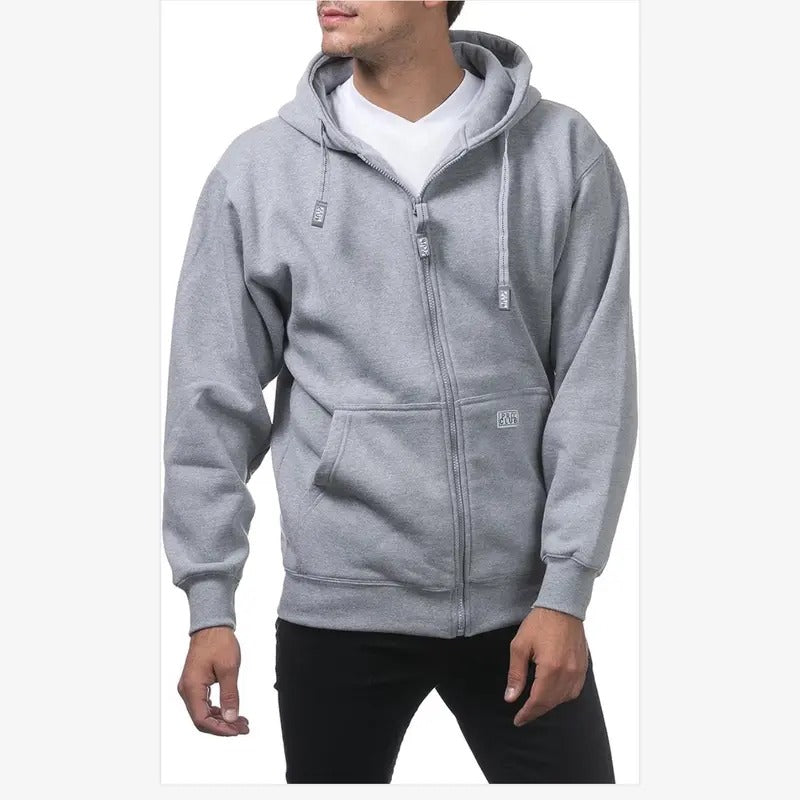 Pro Club Heavyweight Full Zip Fleece Hoodie Fabric Menswear Pocket Soft Tops Zipper
